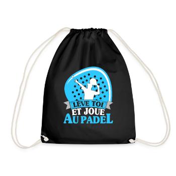 Lève toi et joue au padel | Logo et dessin - Sac de sport léger - noir - Devant