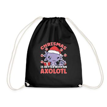 Winter Axolotl Design for a Christmas Xmas Lover - Turnbeutel - Schwarz - Vorne