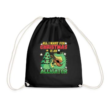 Christmas Design for a Xmas Alligator Lover - Drawstring Bag - black - Front