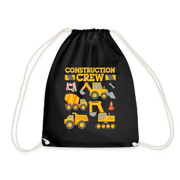 Construction Crew Worker Excavator Equipment Gift - Drawstring Bag - black - Front