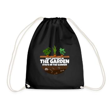 Gardener saying what happens in the garden - Drawstring Bag - black - Front