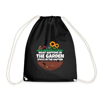 Gardener saying what happens in the garden - Drawstring Bag - black - Front