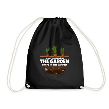 Gardener saying what happens in the garden - Drawstring Bag - black - Front