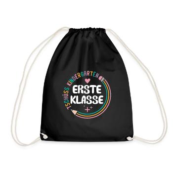 Schulanfang 1. Klasse Grundschule Tschüss Kita - Turnbeutel - Schwarz - Vorne