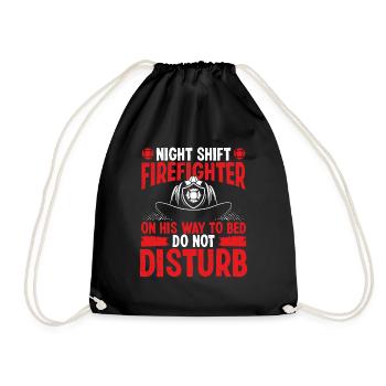 Night Shift Firefighter on his way to bed Firemen - Drawstring Bag - black - Front
