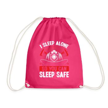 Firefighter Wife Girlfriend Night Shift Firemen - Drawstring Bag - fuchsia - Front