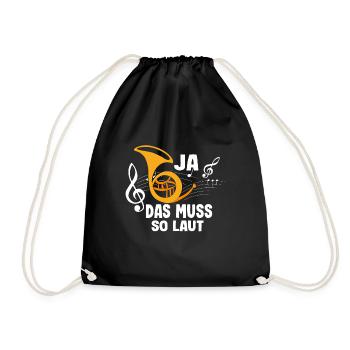Blas-Horn Wald-Horn Musik Blasmusik - Turnbeutel - Schwarz - Vorne