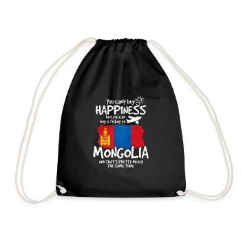 Mongolia - Drawstring Bag - black - Front