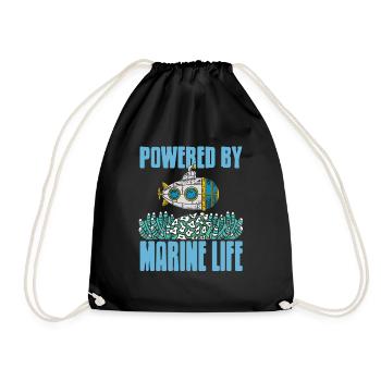 Powered By Marine Life Awesome Marine Biologist - Drawstring Bag - black - Front