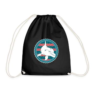 Retro Cute Dolphin Marine Biologist T-Shirt - Turnbeutel - Schwarz - Vorne