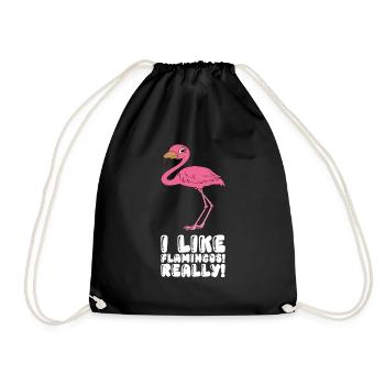 Funny flamingo graphics - Drawstring Bag - black - Front