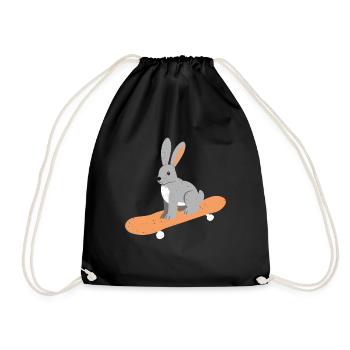 Hase Skater Kaninchen Skateboard Hasenliebhaber Ge - Turnbeutel - Schwarz - Vorne
