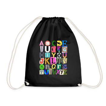 Alphabet and hidden message - Drawstring Bag - black - Front