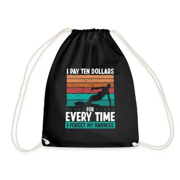 Kitesurf Vintage Humor Kiteboarder Kitesurfer - Drawstring Bag - black - Front