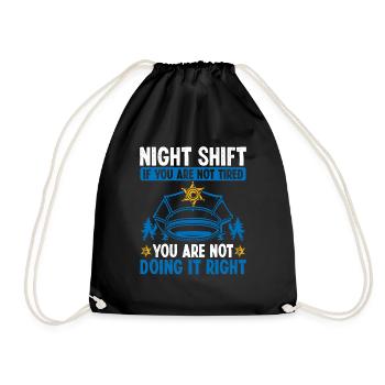 Night Shift Policeman Police Car Police Officer - Drawstring Bag - black - Front