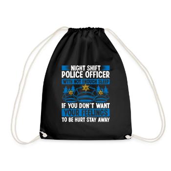 Night Shift Policeman Hat Car Police Officer - Turnbeutel - Schwarz - Vorne