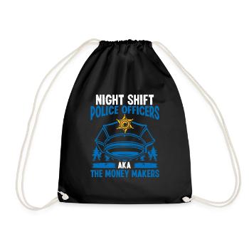 Night Shift Policeman Money Maker Police Officer - Drawstring Bag - black - Front