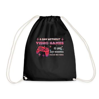 Funny Video Game Lover Gamer A Day Without Gaming - Drawstring Bag - black - Front