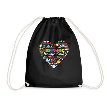 Hands Love Flags Hispanic Heritage Month - Drawstring Bag - black - Front