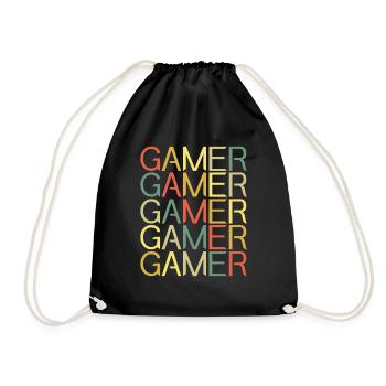 Retro Gamer Vintage Video Game Lover Gaming - Drawstring Bag - black - Front