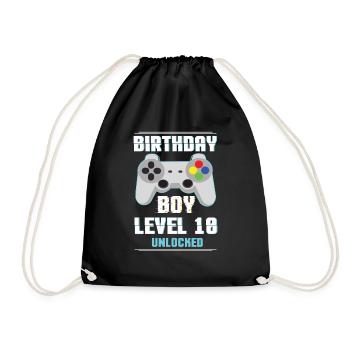 Gamer Boy Video Game Lover Age 10 Level Unlocked - Turnbeutel - Schwarz - Vorne