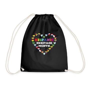 Love Race Flag Hearts Hispanic Heritage Month - Drawstring Bag - black - Front