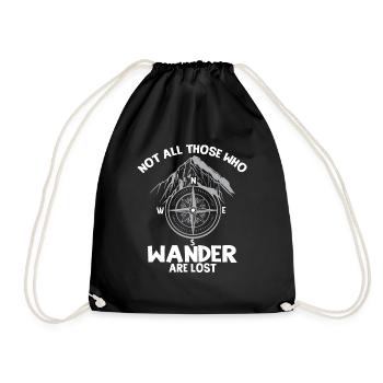 Wanderer Berg Naturlöcker Nicht Alle, Die Wandern - Turnbeutel - Schwarz - Vorne