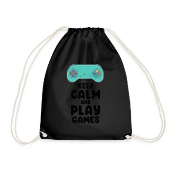 Keep Calm And Play Games Cool Controller Present - Drawstring Bag - black - Front