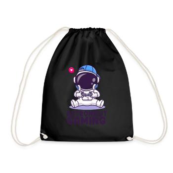 Astronaut Gaming Awesome Cute Gaming T-Shirt - Drawstring Bag - black - Front