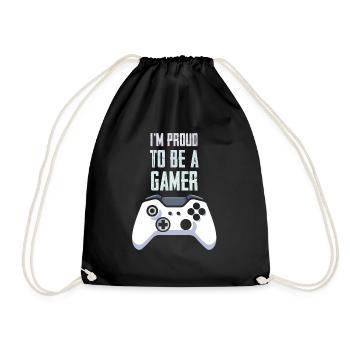 I'm Proud To Be A Gamer Vintage Gaming Designs - Drawstring Bag - black - Front