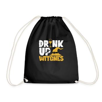 Drink Up Witches Funny Halloween Witch Drinker - Drawstring Bag - black - Front