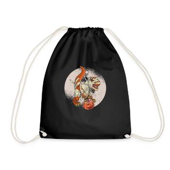 Skeleton Riding Dinosaur T Rex Halloween Rider - Drawstring Bag - black - Front