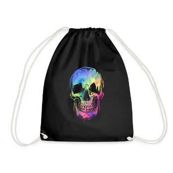 Bunter Totenkopf Halloween Skelett Regenbogen - Turnbeutel - Schwarz - Vorne