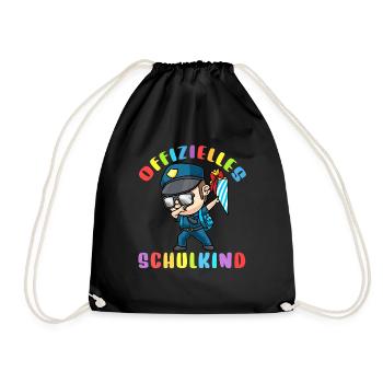 Schulkind Einschulung Polizei - Turnbeutel - Schwarz - Vorne