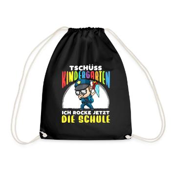 Schulkind Einschulung Polizei - Turnbeutel - Schwarz - Vorne