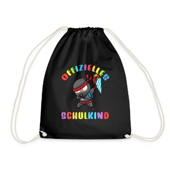 Schulkind Einschulung Ninja - Turnbeutel - Schwarz - Vorne