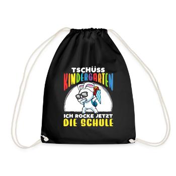 Schulkind Einschulung Hase - Turnbeutel - Schwarz - Vorne