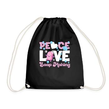 Soap Making Crafting Peace Love - Drawstring Bag - black - Front