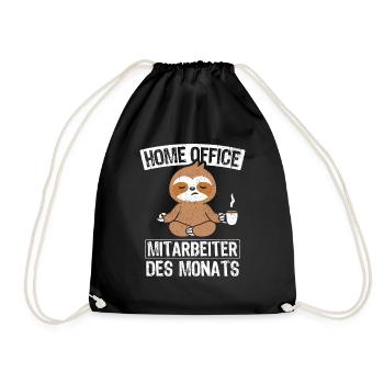 Home Office Mitarbeiter des Monats Faultier Homeof - Turnbeutel - Schwarz - Vorne