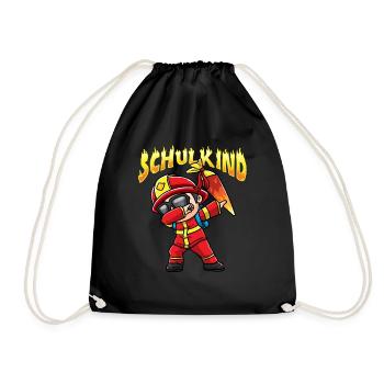 Schulkind Einschulung Feuerwehr - Turnbeutel - Schwarz - Vorne