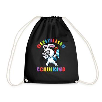 Schulkind Einschulung Hase - Turnbeutel - Schwarz - Vorne