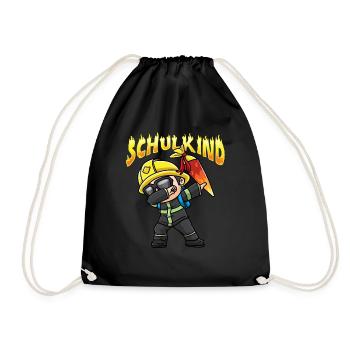 Schulkind Einschulung Feuerwehr - Turnbeutel - Schwarz - Vorne