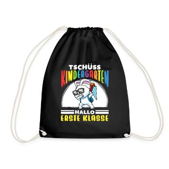 Schulkind Einschulung Hase - Turnbeutel - Schwarz - Vorne