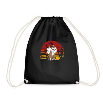Boxer Witch Hat Funny Halloween Dog Lovers - Drawstring Bag - black - Front