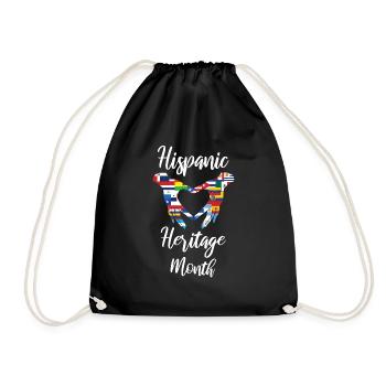 Flags Hand Heart Hispanic Heritage Month - Turnbeutel - Schwarz - Vorne
