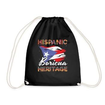 Boricua Puerto Hispanic Hispanic Heritage Month - Drawstring Bag - black - Front