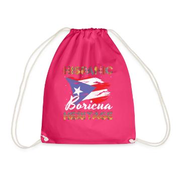 Boricua Puerto Hispanic Hispanic Heritage Month - Drawstring Bag - fuchsia - Front