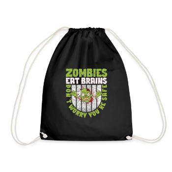 Halloween Zombie Zombies Eat Brains None - Drawstring Bag - black - Front