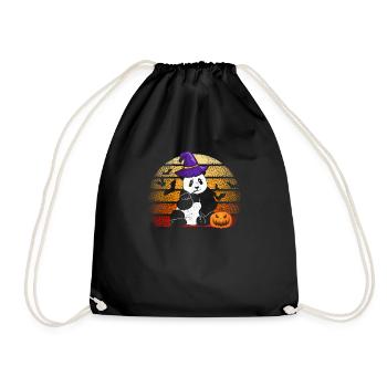 Panda Witch Drôle Mignon Halloween Ours Zookeeper - Sac de sport léger - noir - Devant