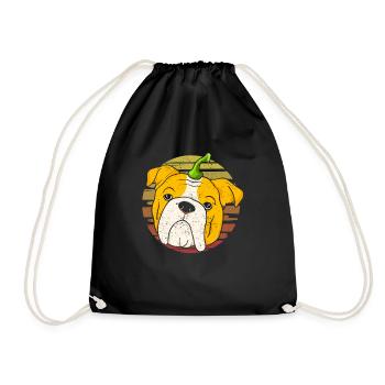 Englische Bulldogge Kürbis Halloween Thanksgiving - Turnbeutel - Schwarz - Vorne